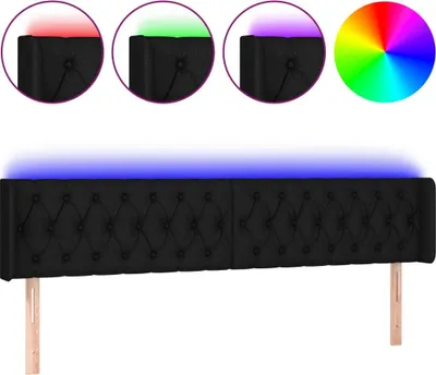 Obrázek produktu pro vidaXL LED čelo postele černé 203x16x78/88 cm Látka