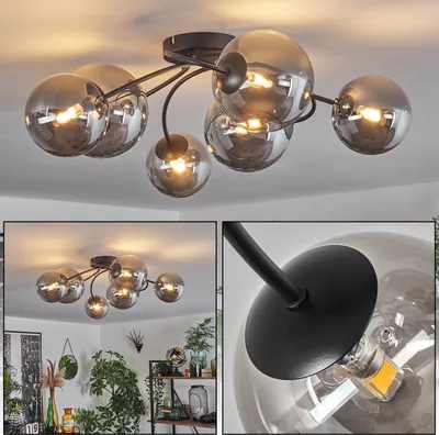 Produktbild von Isorella Deckenlampe aus Metall/Glas in Schwarz/Rauchfarben
