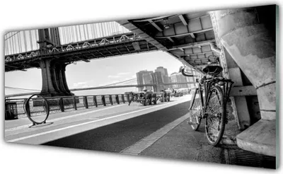 Produktbild von Acrylglasbilder 125x50 Wandbild Druck Brücke Straße Fahrrad Architektur