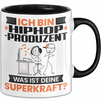 Produktbild von Hiphop-Produzent Tasse Geschenk für Hiphop-Produzent Geburtstag Lustiger Spruch Kaffee-Becher Was Ist Deine Superkraft (Schwarz)