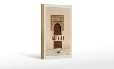 Produktbild von Holzschild Reise 12x18 cm Granada Spain Tourismus Poster Dekoration