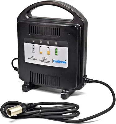 Productafbeelding van Lader met XLR-connector voor loodaccu's, 24V, 8A, geschikt voor AGM-accu's, bijvoorbeeld 36Ah, 45Ah, 50Ah, 75Ah. Geschikt voor elektrische rolstoelen, elektrische voertuigen, e-scooters en rolstoelen