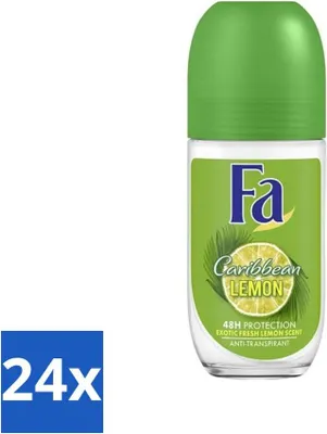 Produktbild von Fa - Deodorant Roller - Caribbean Lemon - Erfrischend - 48 Stunden Schutz - Zitronig - 50 ml - Vorteilspack - 24 Stücke