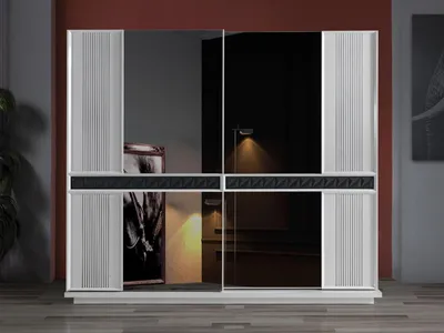 Produktbild von Schlafzimmer Holz Kleiderschrank Luxus Design Schränke Modern Grau Neu