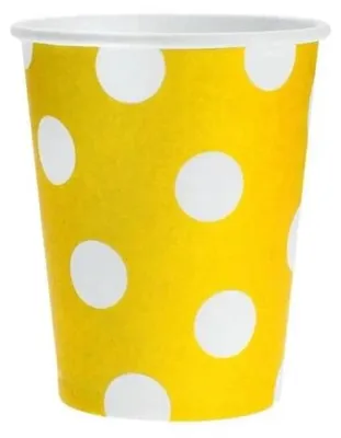 Obrázek produktu pro Papírové kelímky, žluté s bílými puntíky, 270 ml, 6 ks – Godan
