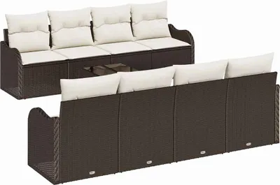 Obrázek produktu pro vidaXL Zahradní sedací souprava 9 ks hnědá 55 x 55 x 37 cm Poly ratan