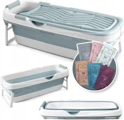 Produktbild von Faltbare Silikonbadewanne Blau Tragbares Bad Home SPA 152cm