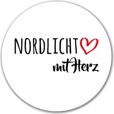 Produktbild von Huuraa Aufkleber Nordlicht mit Herz 10cm rund Sticker Geschenkidee