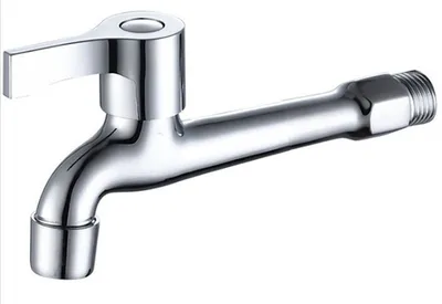 A close-up studio shot of a chrome faucet against a white background.