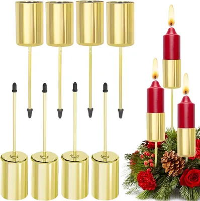 Immagine prodotto di 8 candelabri dorati, candelabri, portacandele, candelabri a forma conica, portacandele da tavolo, portacandele decorativi
