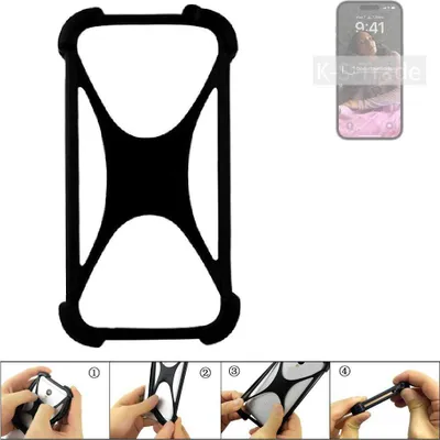 Produktbild von K-S-Trade Handy-Hülle Schutz-Hülle kompatibel mit Apple iPhone 14 Pro Silikon Bumper TPU Softcase  Smartphone Stoßschutz, schwarz