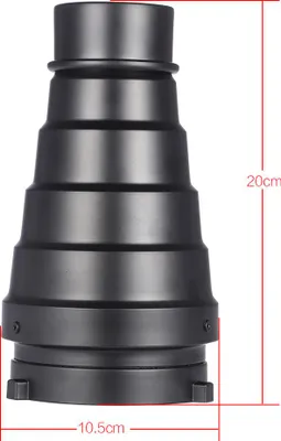 Obrázok produktu pre Kovový kužeľový snoot s voštinovou mriežkou 5ks sada farebných filtrov pre štúdiové blesky Bowens Mount Monolight