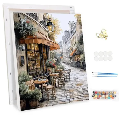 Produktbild von Malen nach Zahlen Set Erwachsene mit Rahmen Straßenansicht 30x40cm