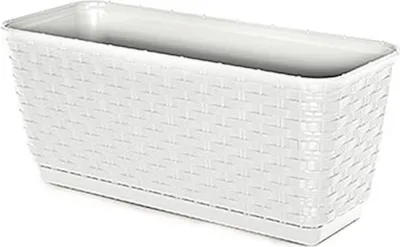 Produktbild von PROREGAL Blumentopf Rattan L-386mm W-154mm H-142mm 6lit.Rattola, weiß