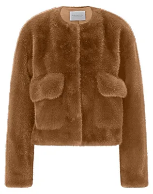 Produktbild von Rich & Royal Boxy Faux Fur Jacket Collarless hazel 34