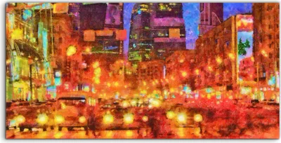 Produktbild von Coloray Acrylbild 120x60  Wandbild Acrylbilder Kunst Nacht Malerei im Stadtbild