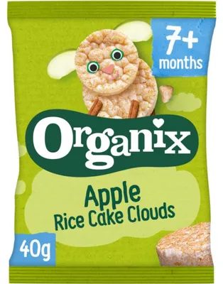 Imagen del producto de Organix Apple Rice Waffle Clouds 7m+ 40g – Snack para bebés vegano y sin gluten