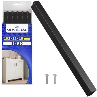 Möbelgriffe 20 Stk. 192x12x18 mm Lochabstand 160 mm Alu schwarz