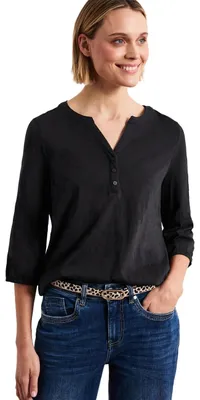 Produktbild von Street One 3/4-Arm Shirt mit Split Neck und Knöpfen Black 36