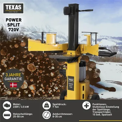 Produktbild von TEXAS Holzspalter Profi Brennholzspalter Power Split 720V 7t 230V 7 Tonnen 3500W