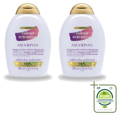 Productafbeelding van 2 x OGX Shampoo voor gekleurd haar, 385 ml - Grote verpakking - 2 stuks