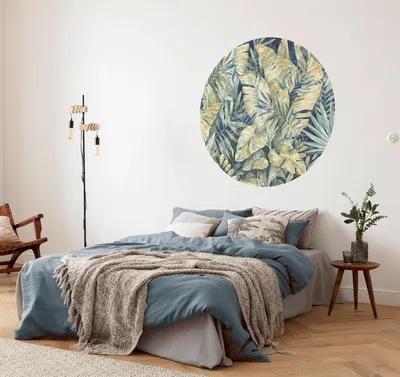 Produktbild von Komar Vlies Fototapete rund und selbstklebend - Feuilles Tropicales - Größe: 125 x 125 cm (Breite x Höhe)