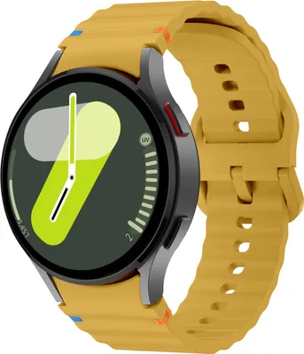 Produktbild von Strap-it Silikon-Armband mit Wellenmuster – passend für Samsung Galaxy Watch 7 (40&44mm) / 6 / 6 Classic / 5 / 5 Pro / 4 / 4 Classic / FE – Gelb