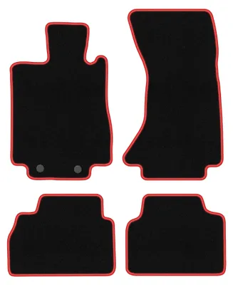 Productafbeelding van Velours automatten voor Mercedes S W220 4Matic 1998-2005 – 4-delig, zwart/rood, op maat – Wielganizator CARLUX
