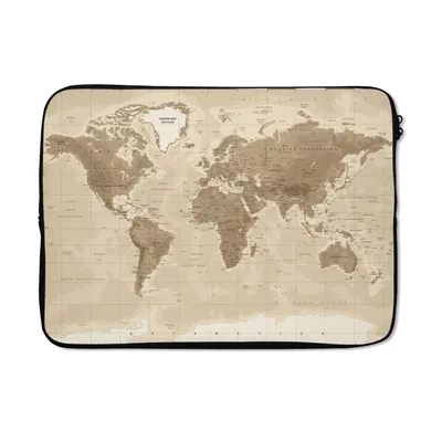Produktbild von MuchoWow® Laptop Hülle 14 ZollWeltkarte - Vintage - Braun Laptoptasche - Laptoptasche - Stoßsicher - Schutzhaube