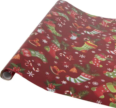 Zdjęcie produktu dla Clayre & Eef Papier do pakowania prezentów 3 rolki 50x75 cm czerwony papier
