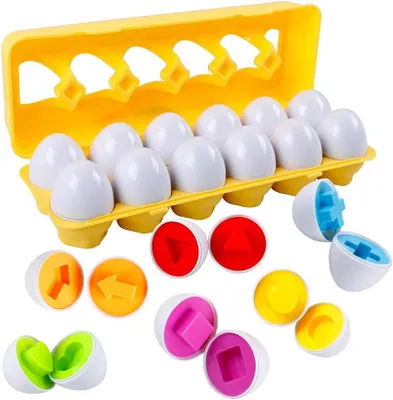 Productafbeelding van Speelgoed Eieren Bijpassende kinderen 12 stks Kleur en Vormen Leren Sorteren Speelgoed Plastic Eieren Vind Montessori Educatieve Puzzel van 3+ voor