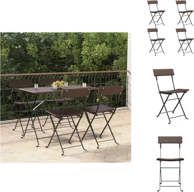 Produktbild von vidaXL Bistrostühle 4 Stk. Klappbar Braun Poly Rattan und Stahl -  Gartenstühle