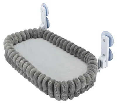 Productafbeelding van Fudajo vensterhangmat voor katten, 30 x 60 cm, lichtgrijs. Kattenbed hangmat geschikt voor katten tot 10 kg. Vensterligplaats voor katten, een ruimtebesparende slaapplek met zuignappen
