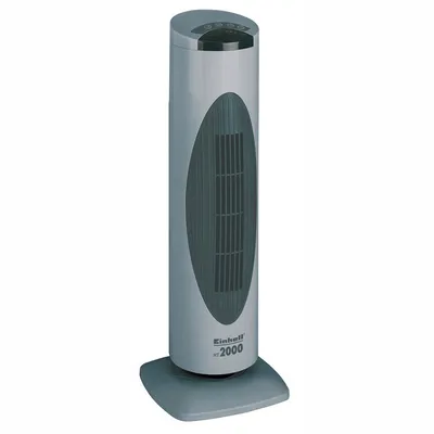 A studio shot of a tower fan.
