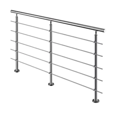 Produktbild von Aica Geländer Edelstahl, Treppengeländer außen, Handlauf 200cm 5 Querstreben, Brüstung Innen/und Außenbereich Geeignet