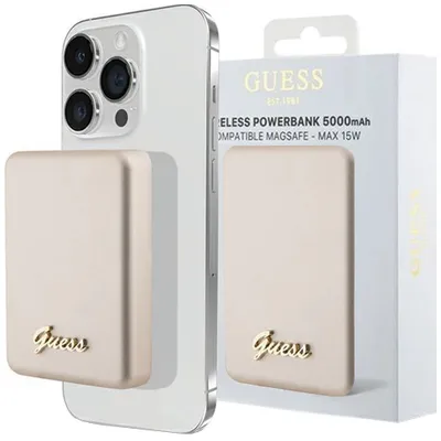 Produktbild von Guess Tragbarer Akku GUPBM3ALGSGD, 5 W, 3000 mAh, Gold, Gold, MagSafe Metal Script Logo