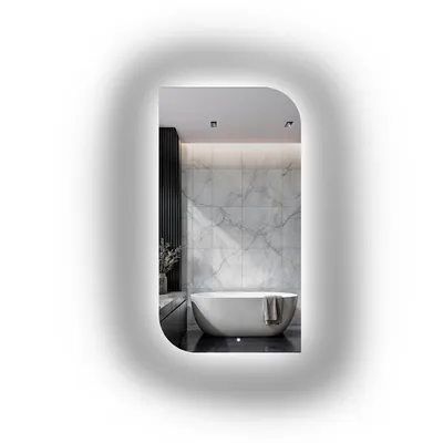 Image de Alfaram Miroir mural organique Teardrop LED 50 x 120 , de forme irrégulière, pour la salle de bains ou le salon
