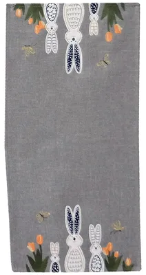 Productafbeelding van Tafelkleed ANDREA, met applicatie van paashaasjes, polyester, 40 x 85 cm