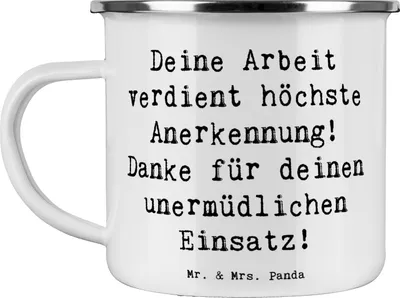 Produktbild von Mr. & Mrs. Panda Emaille Tasse Spruch Danke Pflegekraft - Weiß - Geschenk, Teetasse, Campingbecher, Aufmerksamkeit, sagen, Wertschätzung, Bedanken, Fürsorge, Kaffeepott