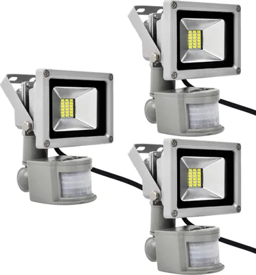 Produktbild von Greenmigo 3X 20W SMD LED Fluter Floodlight Strahler mit Bewegungsmelder Licht Scheinwerfer Außenstrahler Wandstrahler Aluminium IP65 Wasserdicht AC 85 - 265V Kaltweiß Tageslichtweiß
