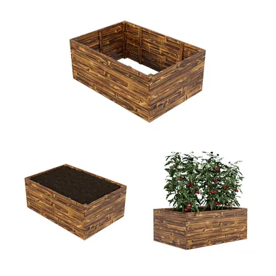 Obrázok produktu pre QLS Drevený vyvýšený záhon 120x80x48 cm Plamenný stohovateľný Zelenina Bylinky 11172
