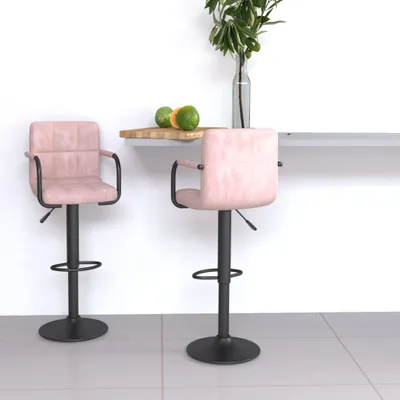 Produktbild von The Living Store Barhocker 2 Stk. Rosa Samt