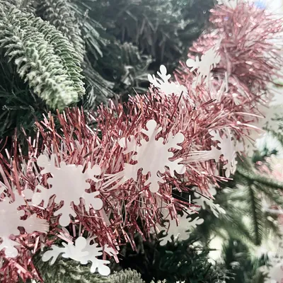Lametta-Girlande, 10 m, Roségold, glänzend, für Weihnachtsdeko