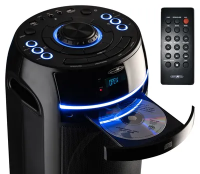 Produktbild von REFLEXION PS10BTCD Mobiler Bluetooth Partylautsprecher, LED Discobeleuchtung, mit eingebauten CD-Player, vielseitige Anschlüsse, Akku für 10 Stunden