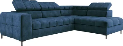 Produktbild von Modernes PABLO Ecksofa 279x201 cm, Schlafsofa Mit Verstellbaren Kopfstützen, Bettkasten, Stabilen Metallfüßen, Hochwertiger CLOUD-Stoff In Verschiedenen Farben Rechts Layout, Farbe BLAU