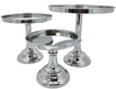 Image de Madex BC2970 Set de présentoirs argentés pour gâteaux