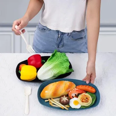 Immagine prodotto di Piatti da tavola in plastica, leggeri, colorati, senza BPA, per bambini e adulti