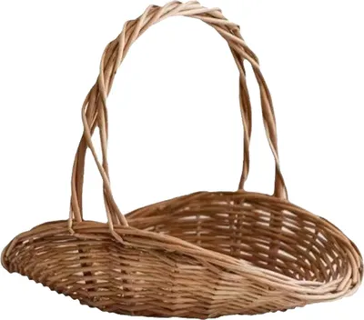 Produktbild von Weidenkorb, handgewebte Aufbewahrung aus Holz, tragbarer Wandkorb, hängender Blumenkorb, Hochzeitsblumenmädchenkorb mit Henkel, Gartenaufbewahrung, Heimdekoration