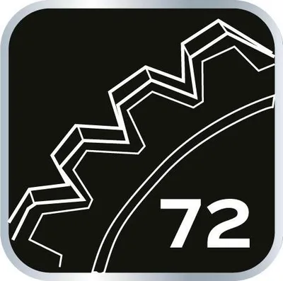 A close-up of a gear with the number 72 on it.