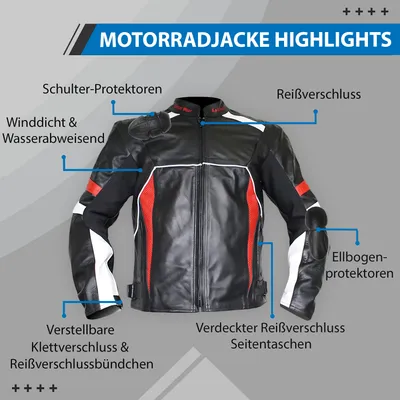 Produktbild von GermanWear 2-teiler Motorradkombi Biker lederkombi aus Rindsleder Schwarz/Rot, Größe:48/S